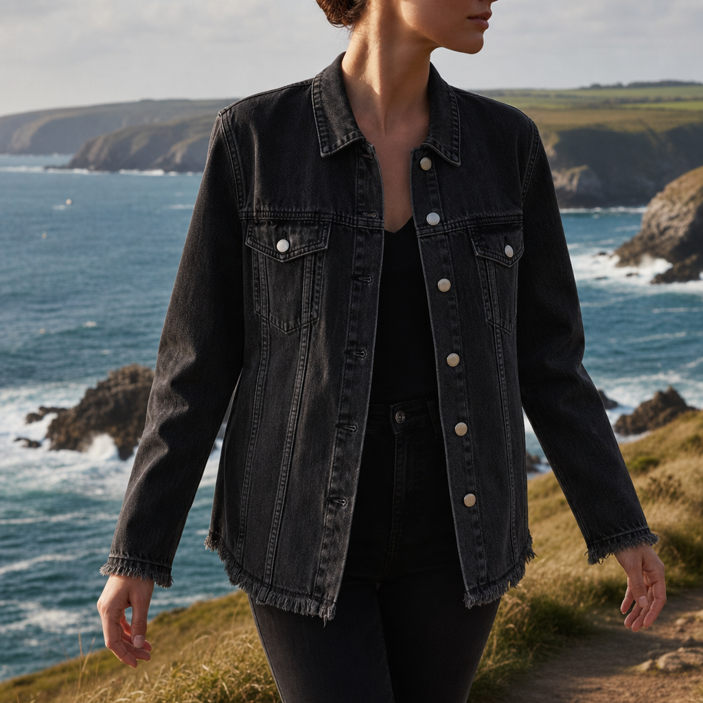 Porquerolles Oversized Denim Jacket in Black