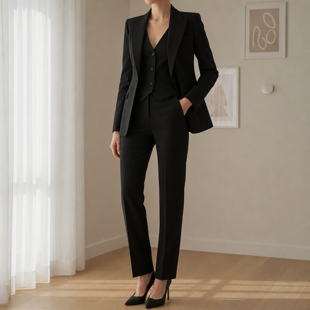 Lerici Tailored 3-Piece Suit Set in Black
