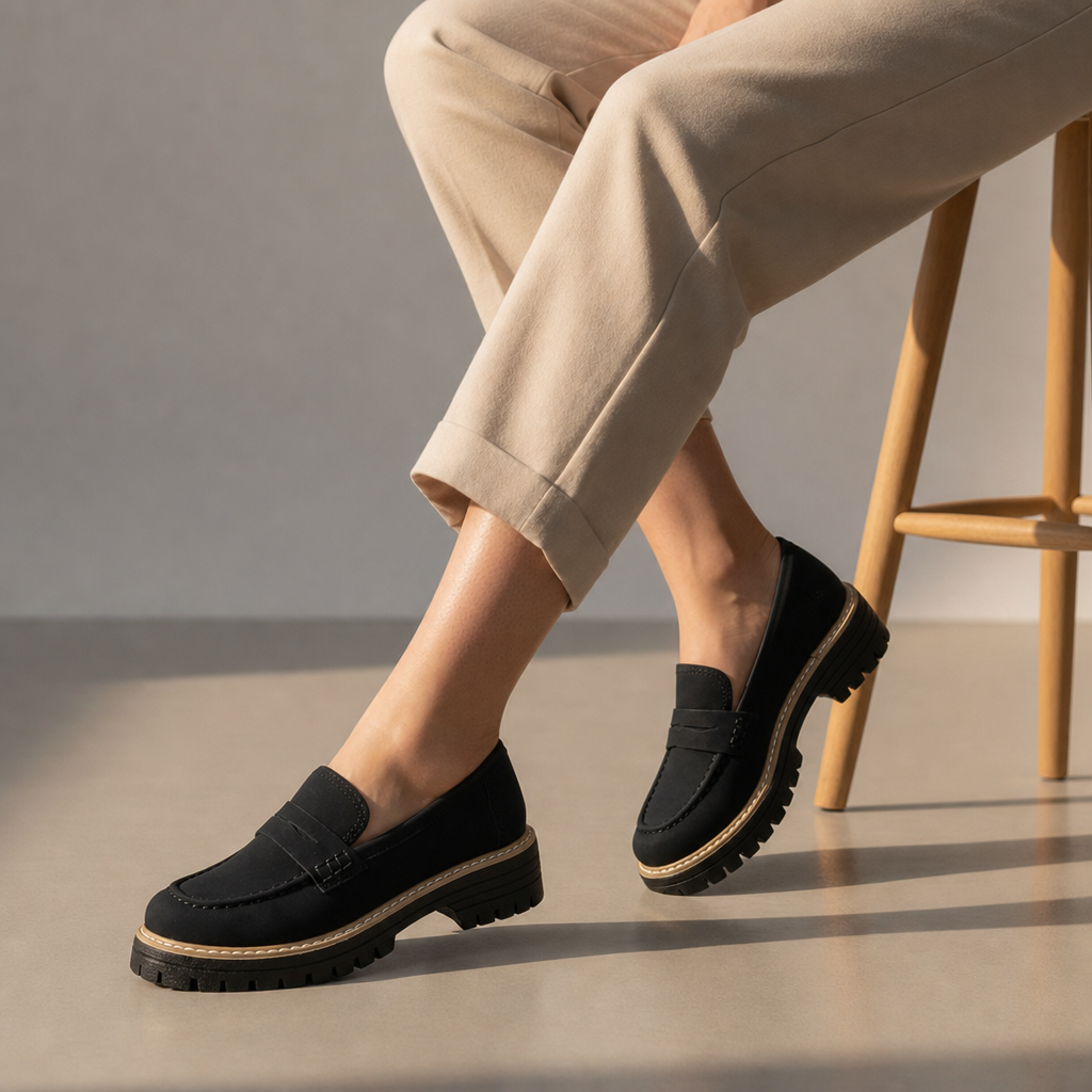 Malaga Chunky Platform Loafers in Black