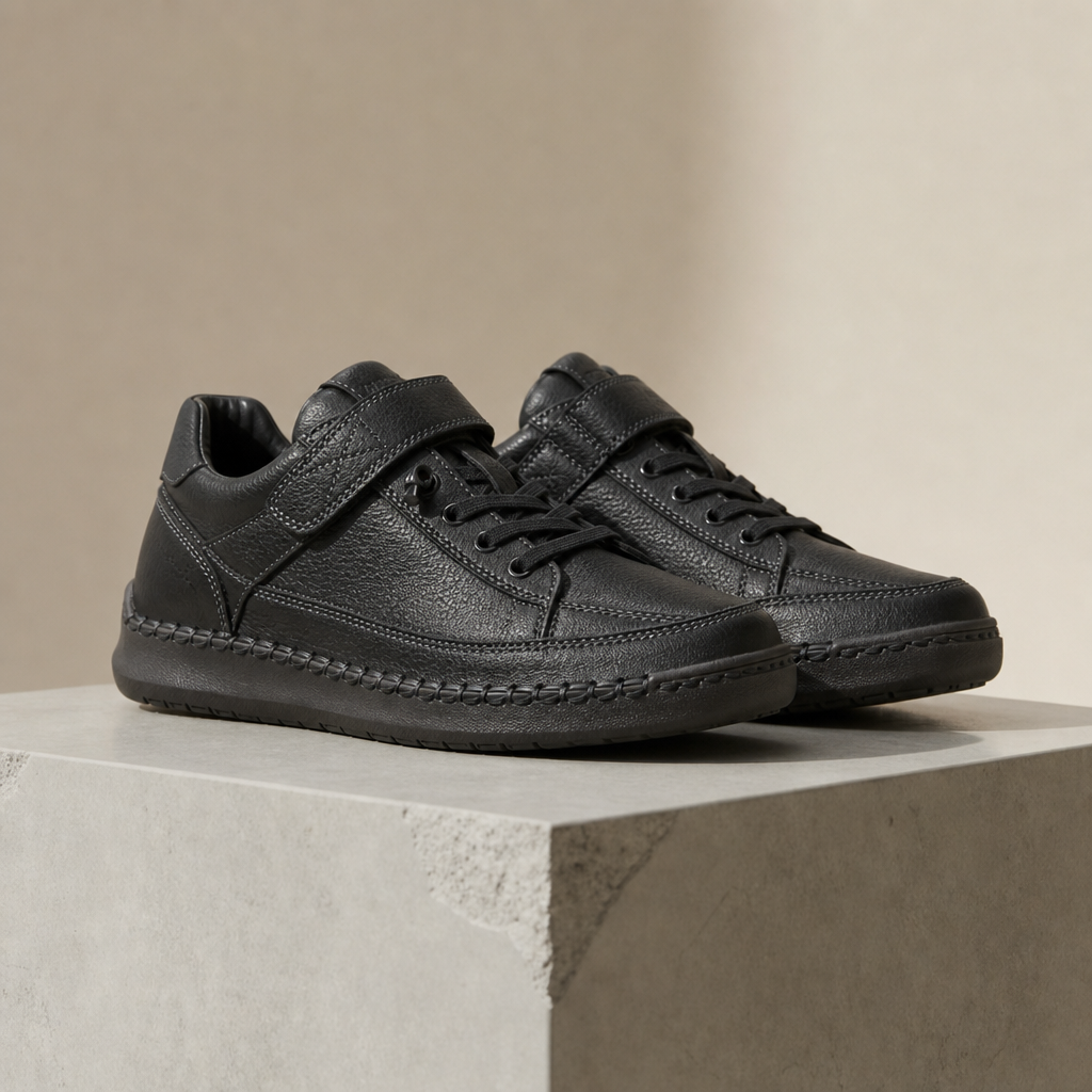 Kardamyli Orthopedic Leather Sneakers in Black