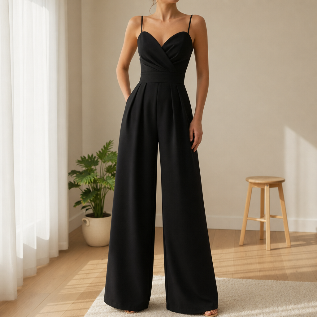 Ithaca Sweetheart Wide Leg Jumpsuit in Black