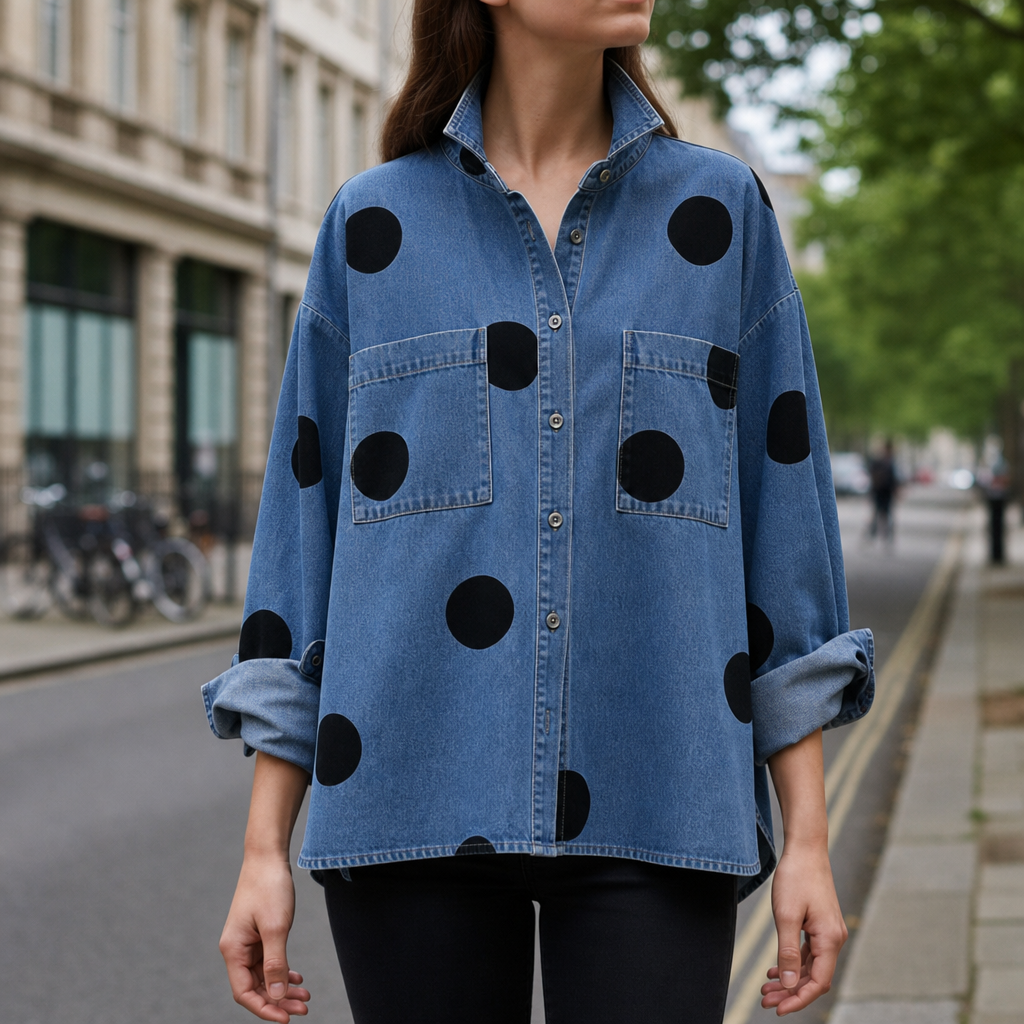 Nafplio Polka Dot Denim Shirt in Blue