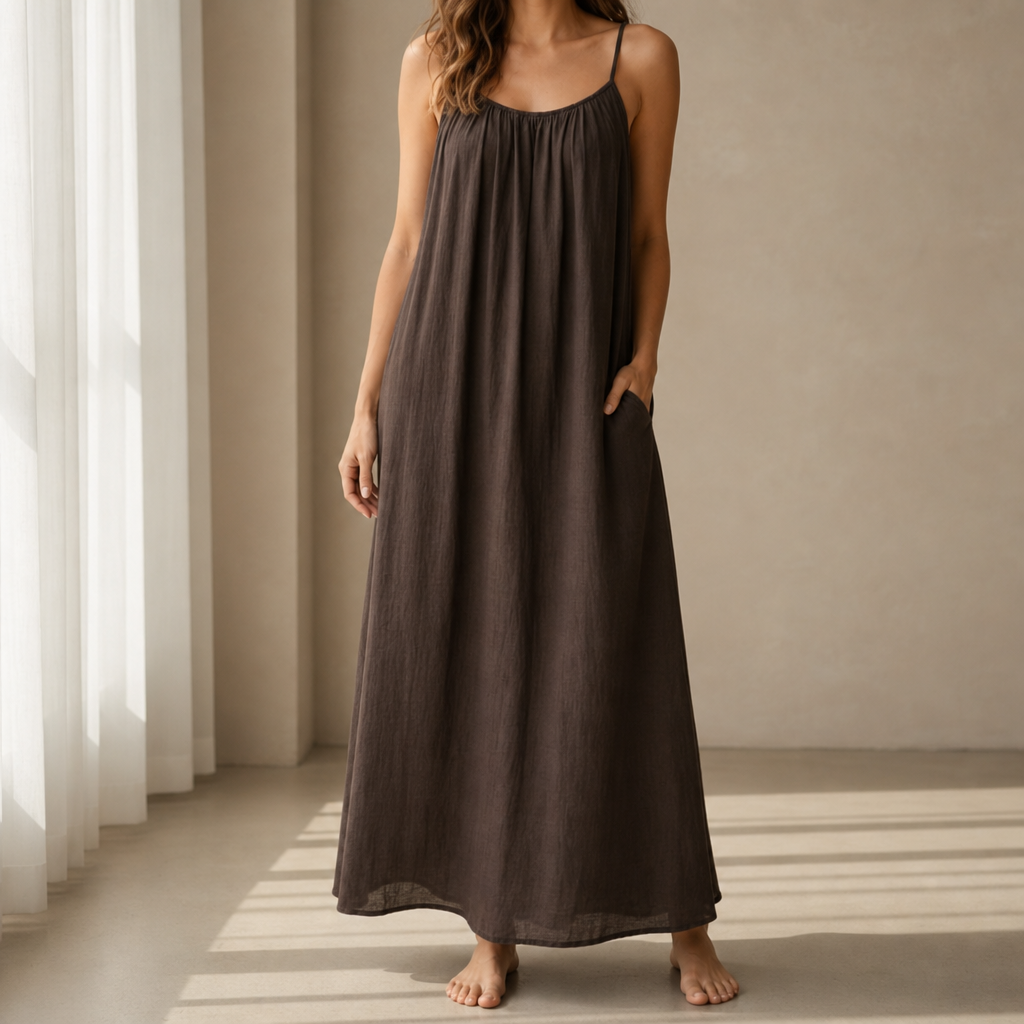 Ragusa Backless Linen Maxi Dress