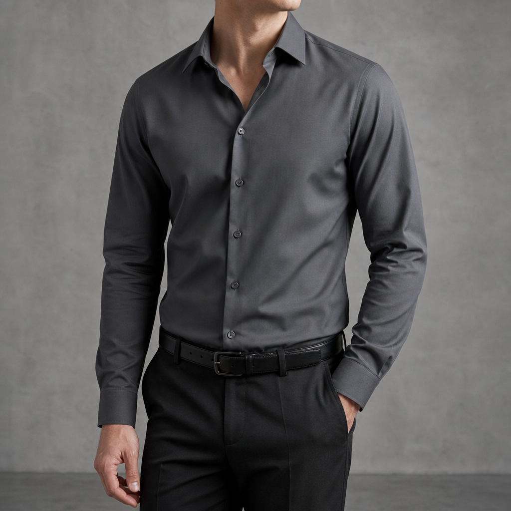Altea Slim Fit Dress Shirt in Dark Grey