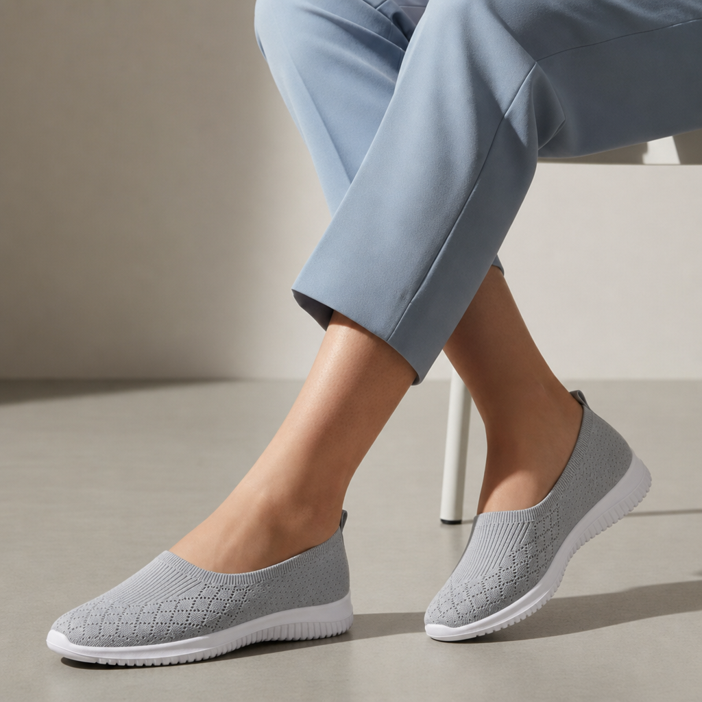 Villefranche Knit Mesh Slip-On Sneakers in Gray