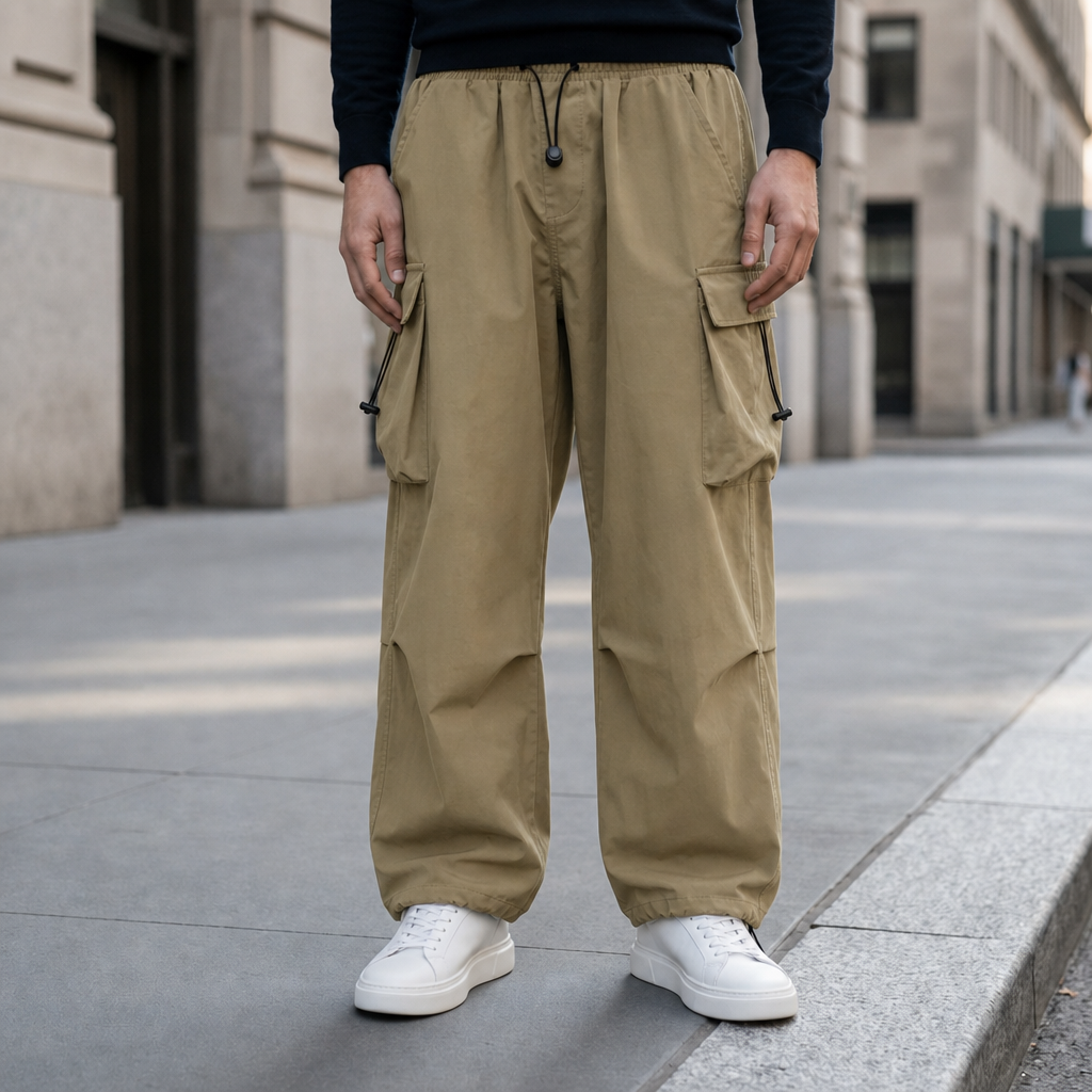 Porec Wide Leg Cargo Pants in Khaki