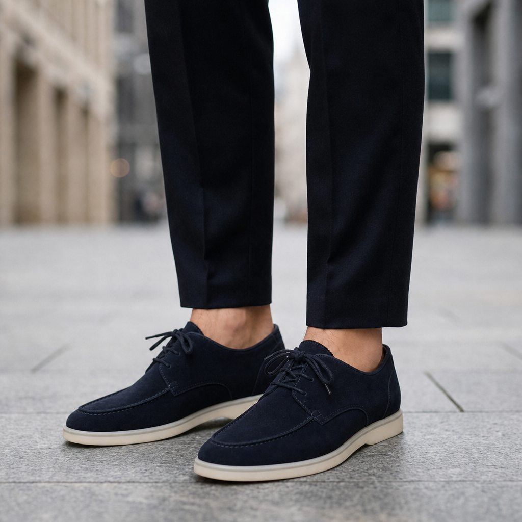 Ericeira Suede Lace-Up Shoes in Navy Blue