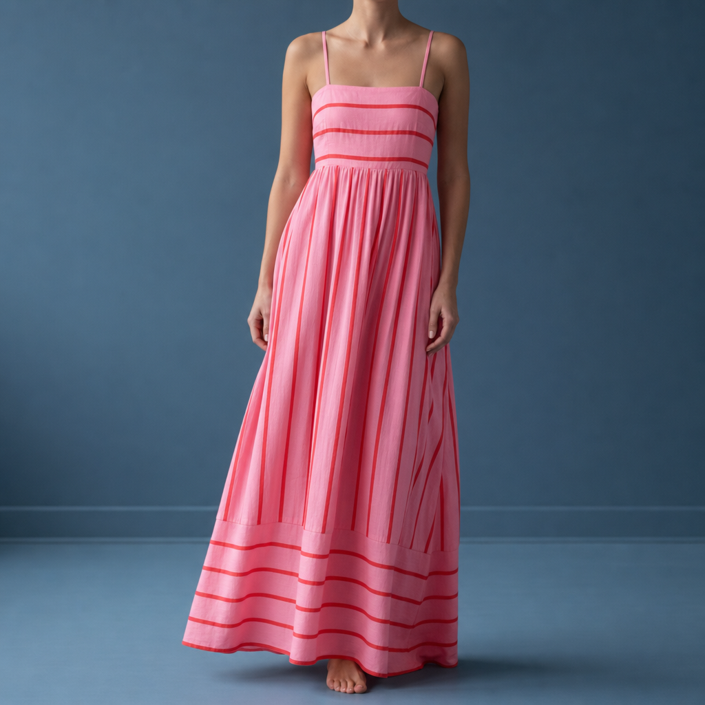 Vieste Striped Maxi Dress in Pink