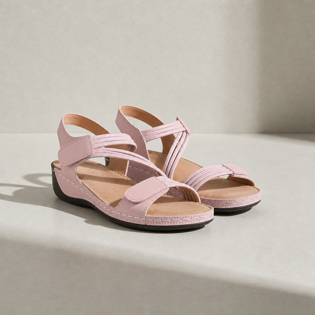 Marsaxlokk Orthopedic Cross Strap Sandals in Pink