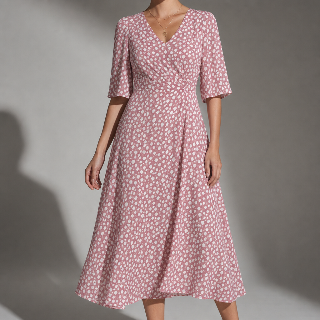 Lagos Polka Dot Midi Dress in Pink