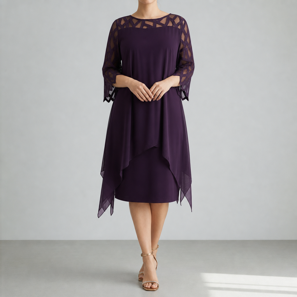 Lamego Lace Sleeve Midi Dress in Purple (Almost sold out)
