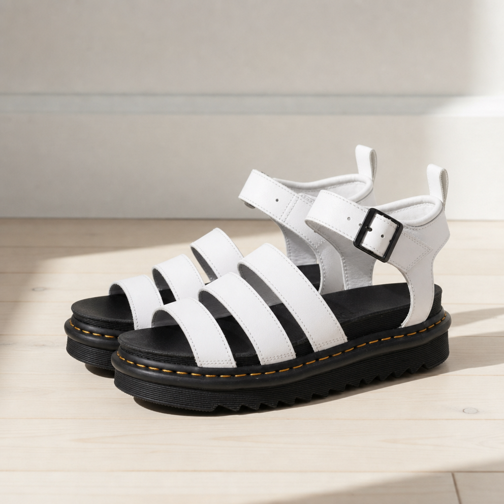 Aix Platform Triple-Strap Sandals in White