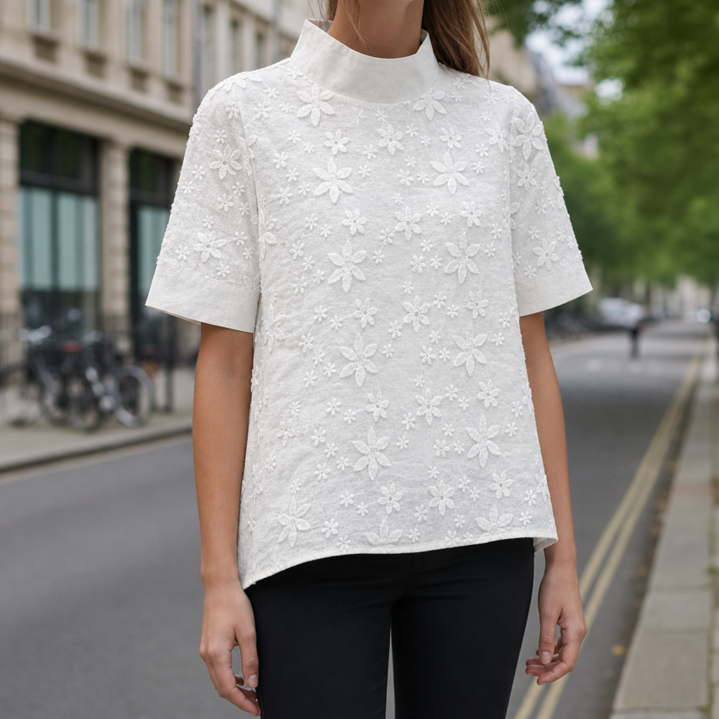 Ios Floral Embroidered Blouse in White