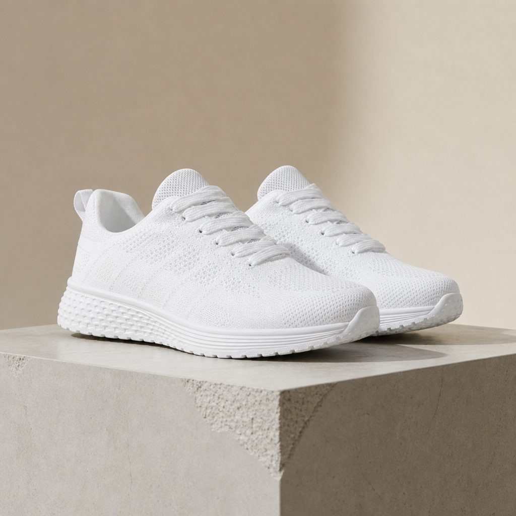 Assisi Mesh Lace-Up Sneakers in White