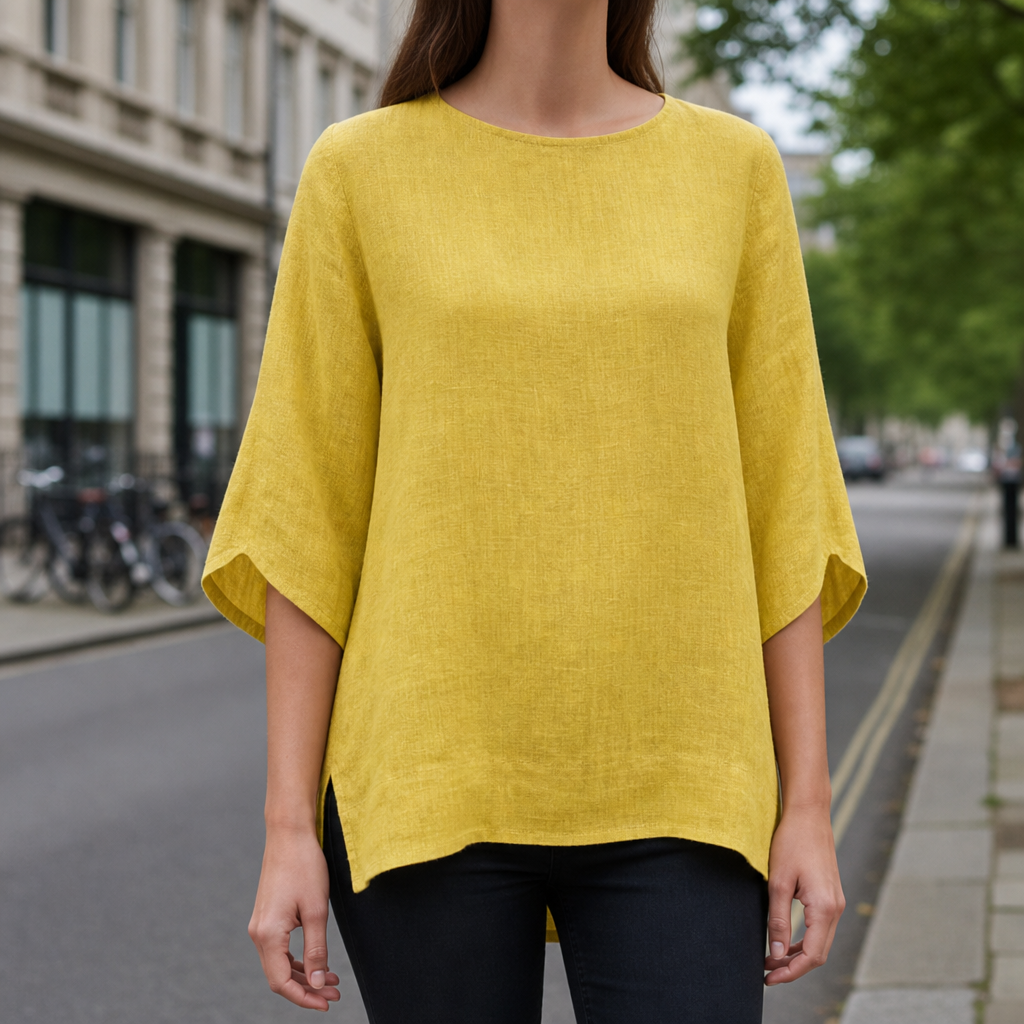 Skopelos Linen Relaxed Blouse in Yellow
