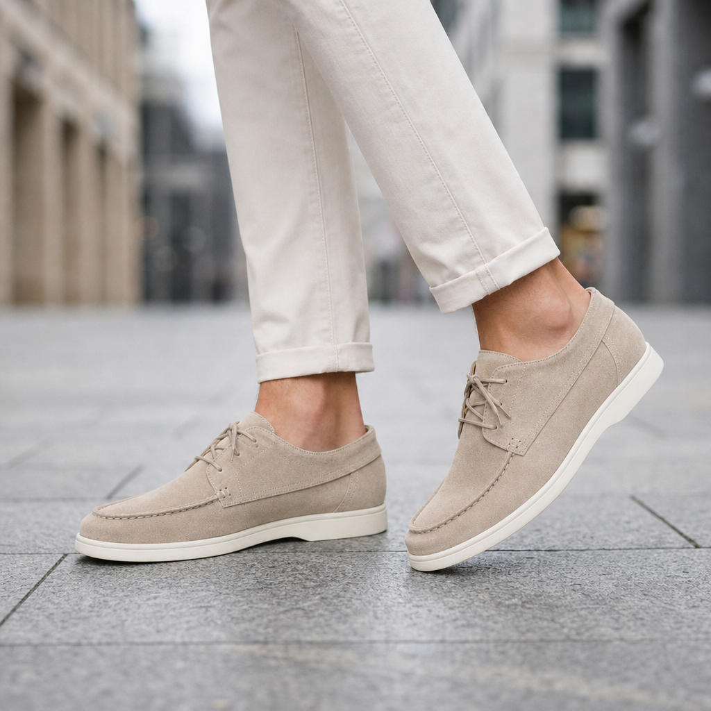 Ericeira Suede Lace-Up Shoes in Beige
