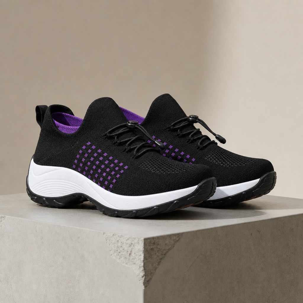 Collioure Orthopedic Platform Trainers in Black Purple