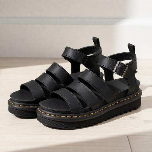 Aix Platform Triple-Strap Sandals in Black