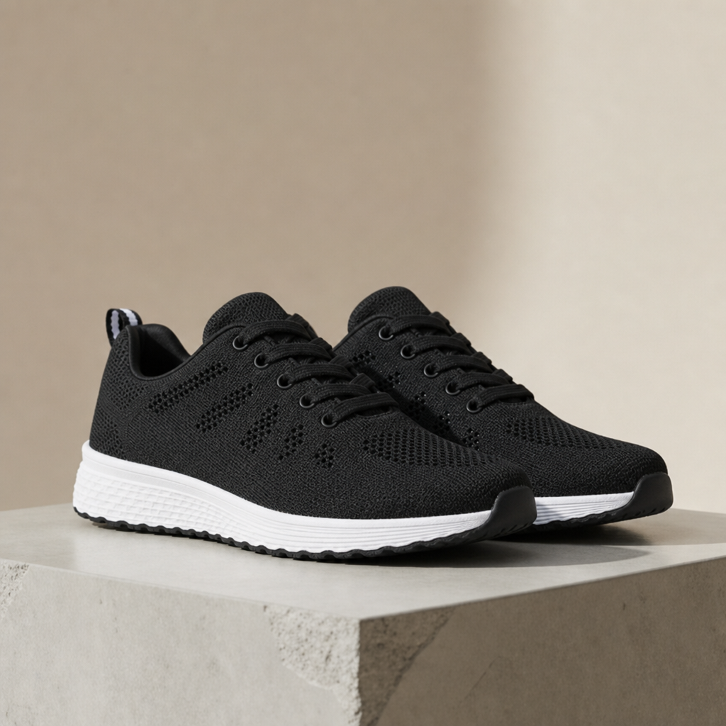 Assisi Mesh Lace-Up Sneakers in Black