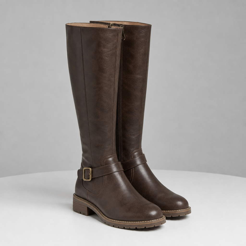 Antequera Knee-High Riding Boots in Dark Brown