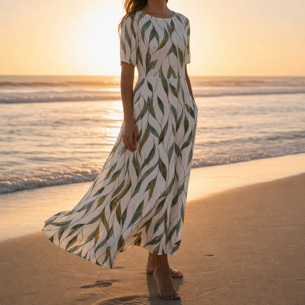 Ansouis Floral Print Midi Dress in Green