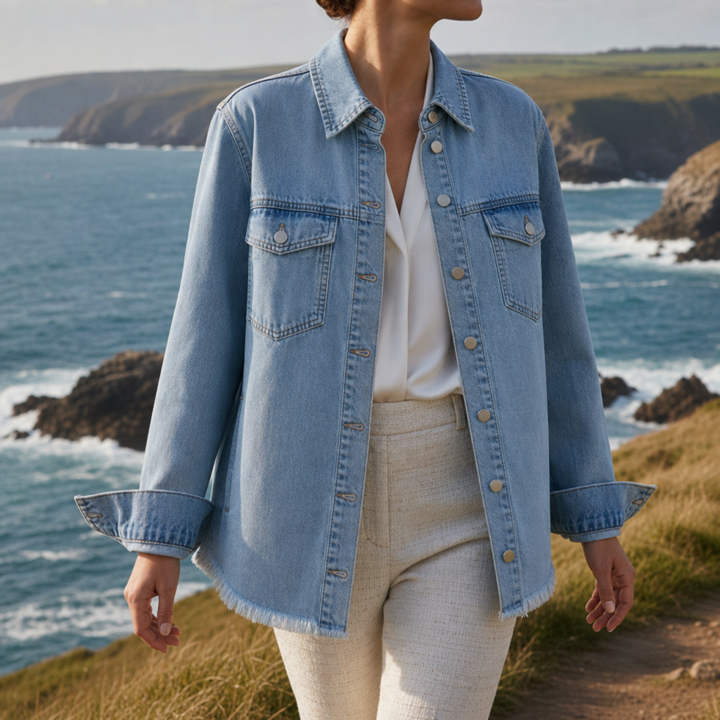 Porquerolles Oversized Denim Jacket in Light Blue