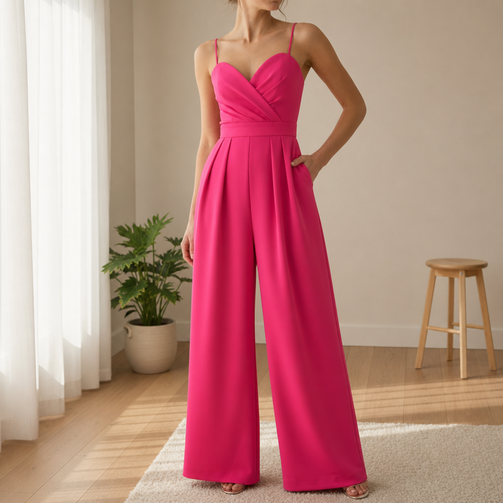Ithaca Sweetheart Wide Leg Jumpsuit in Pink