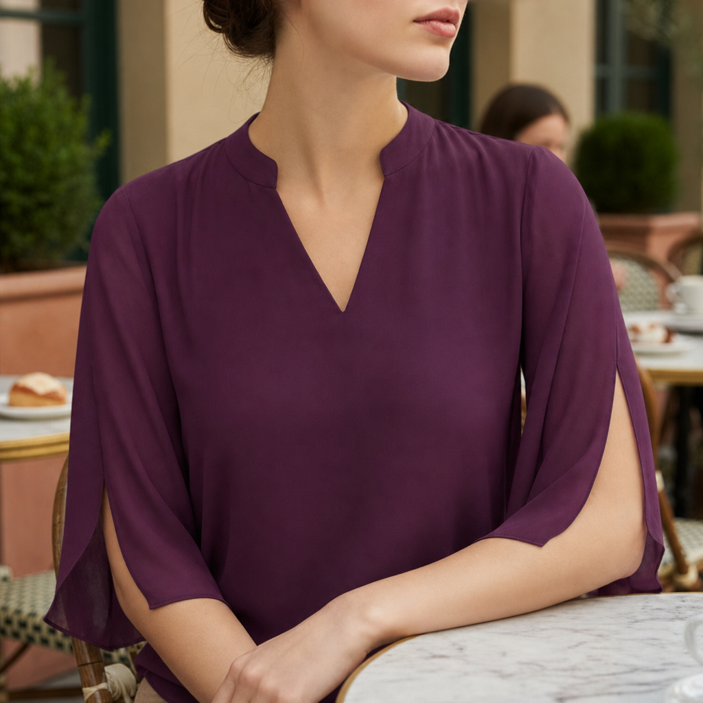 Mojacar Split Sleeve Tunic Blouse in Purple