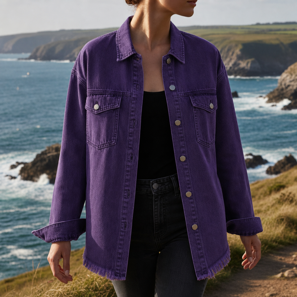 Porquerolles Oversized Denim Jacket in Purple