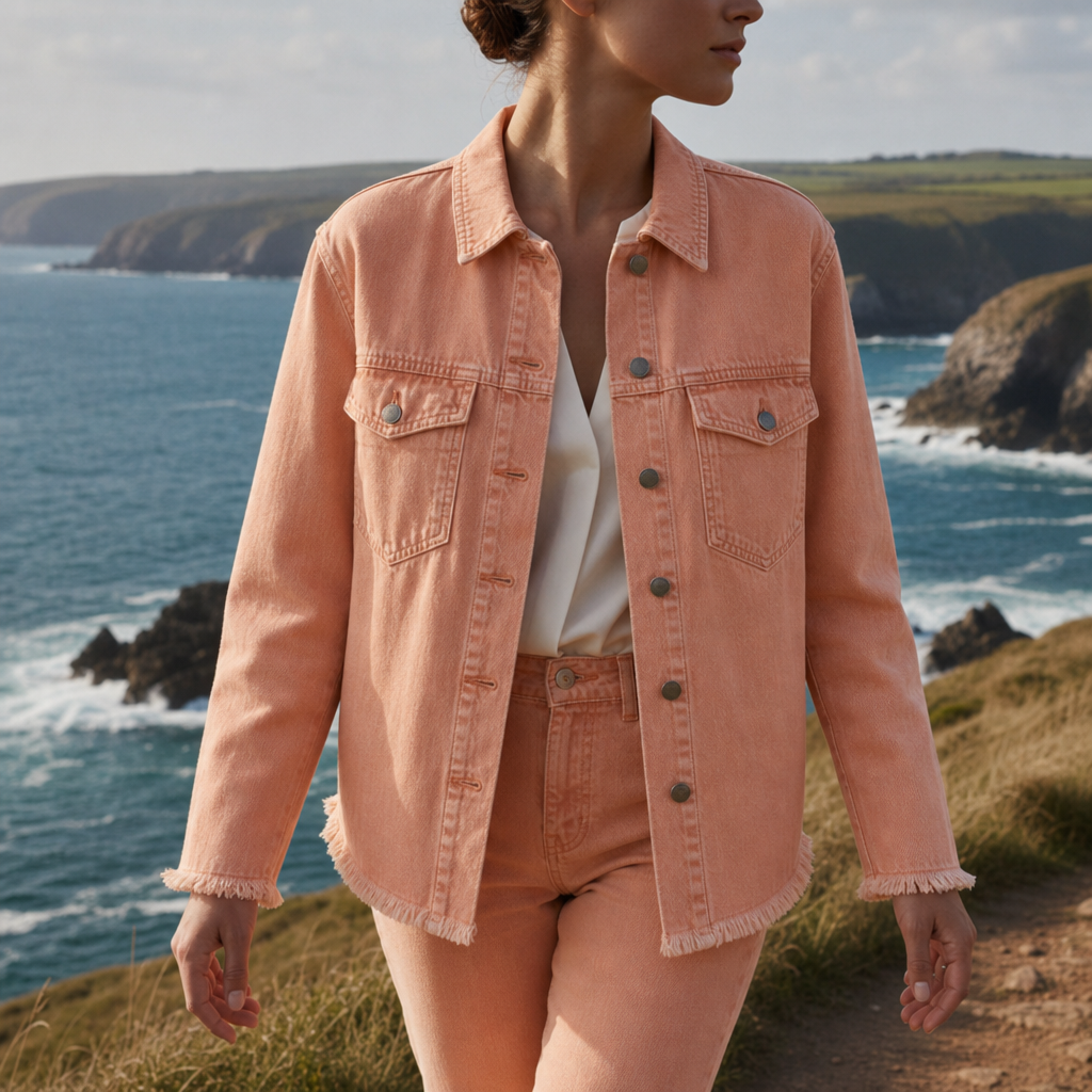 Porquerolles Oversized Denim Jacket in Peach