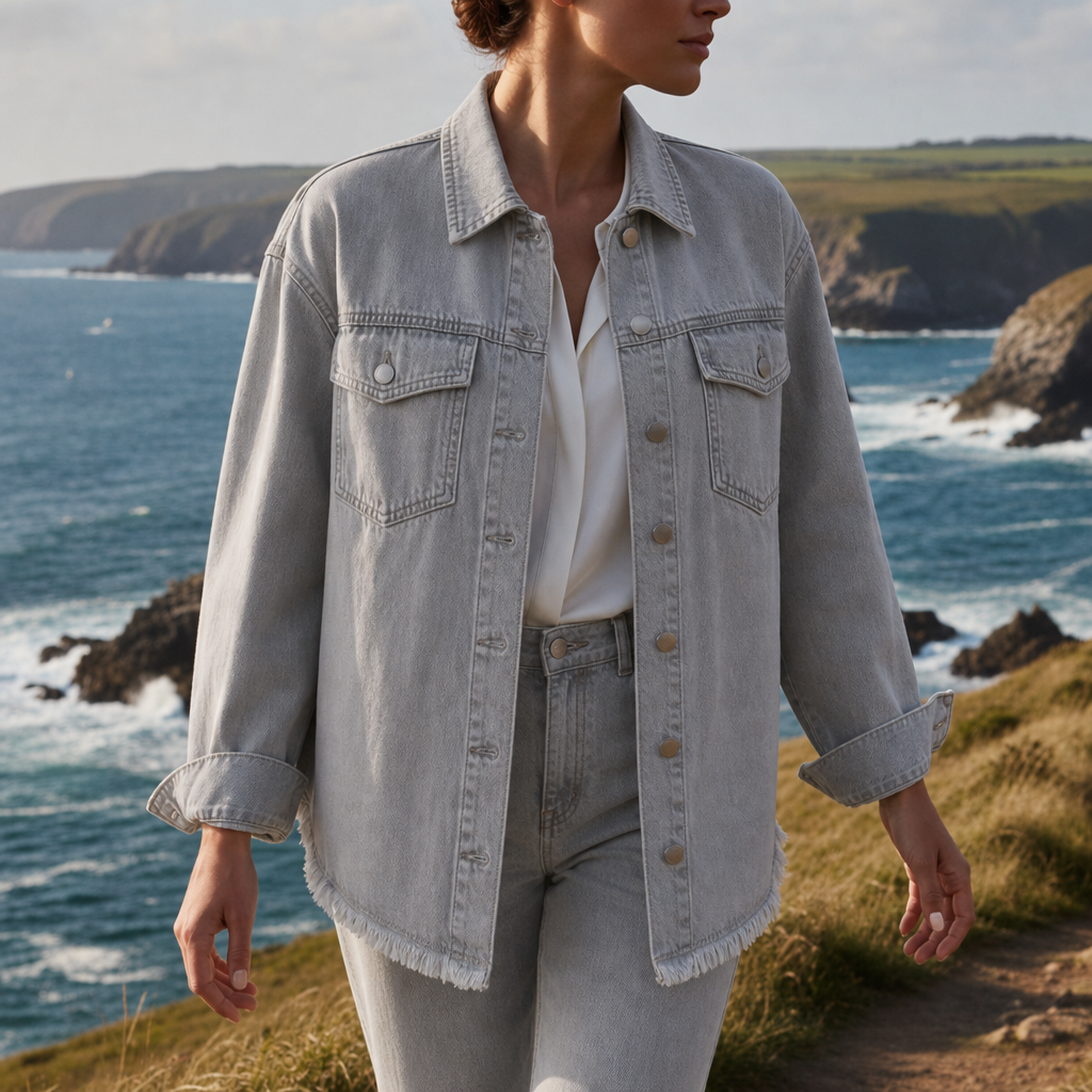 Porquerolles Oversized Denim Jacket in Gray