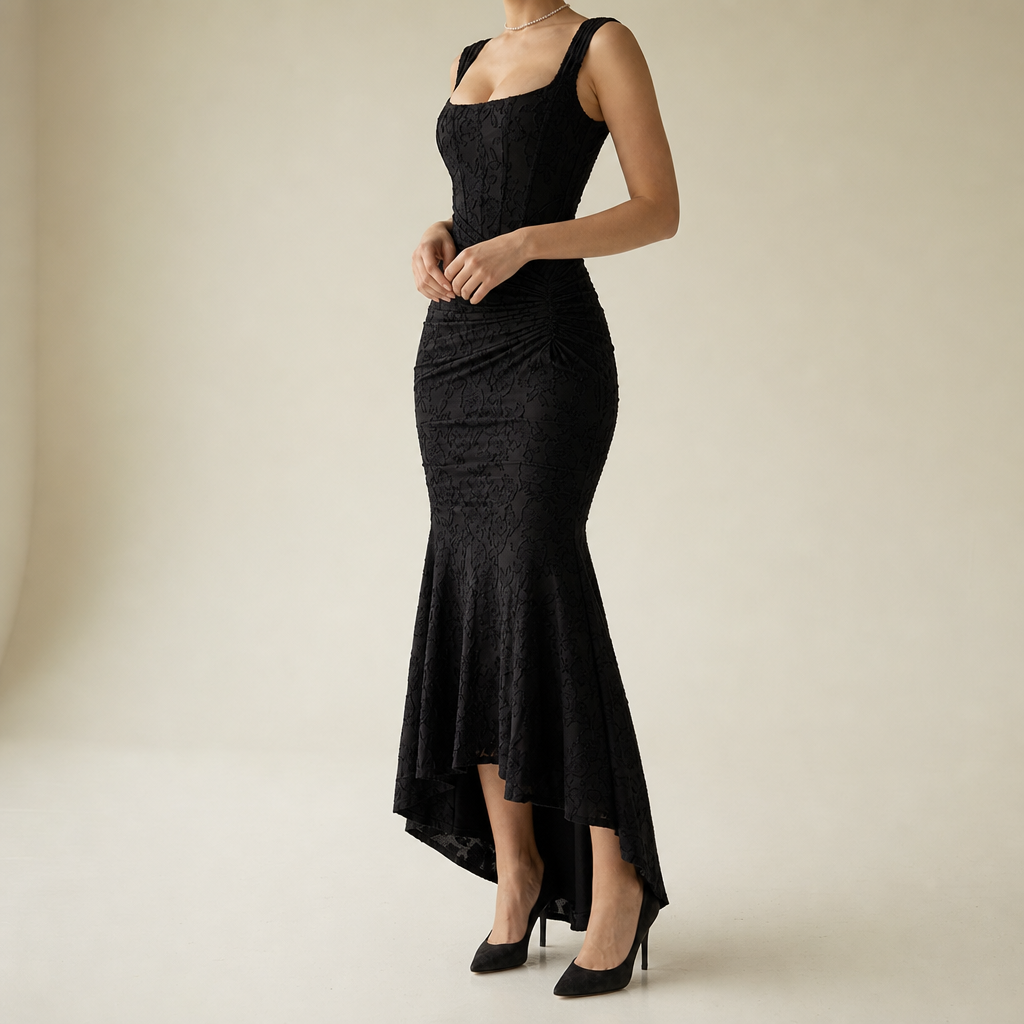 Bonifacio Lace High Low Dress in Black