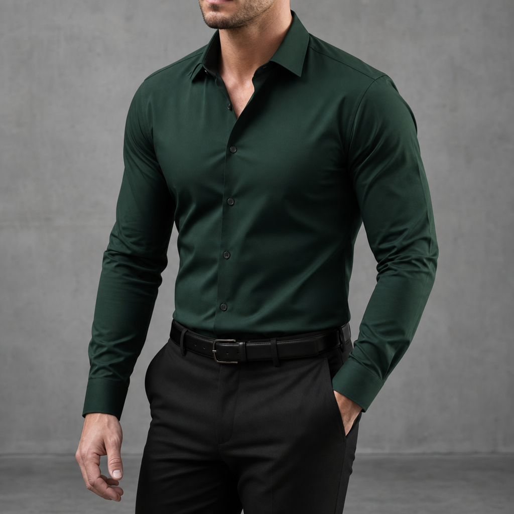 Altea Slim Fit Dress Shirt in Dark Green