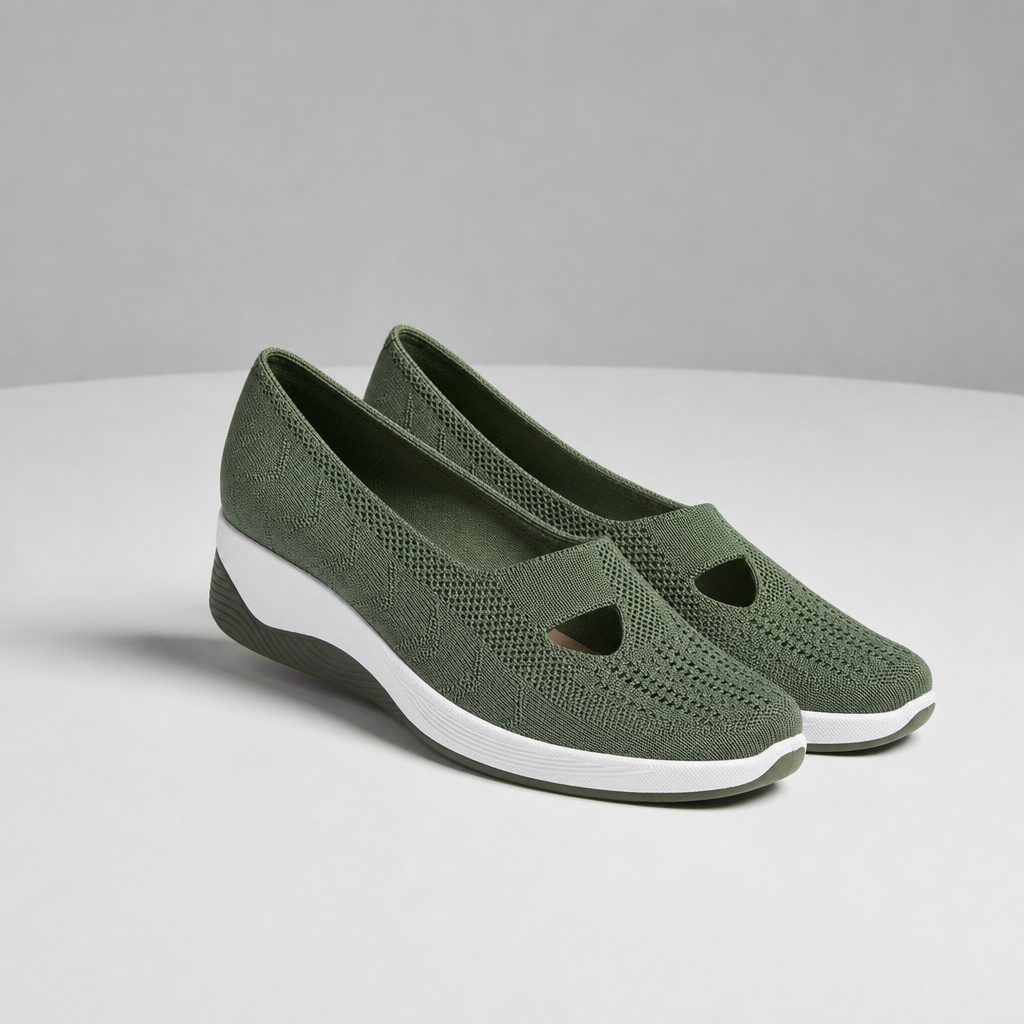 Matera Orthopedic Knit Slip-Ons in Green
