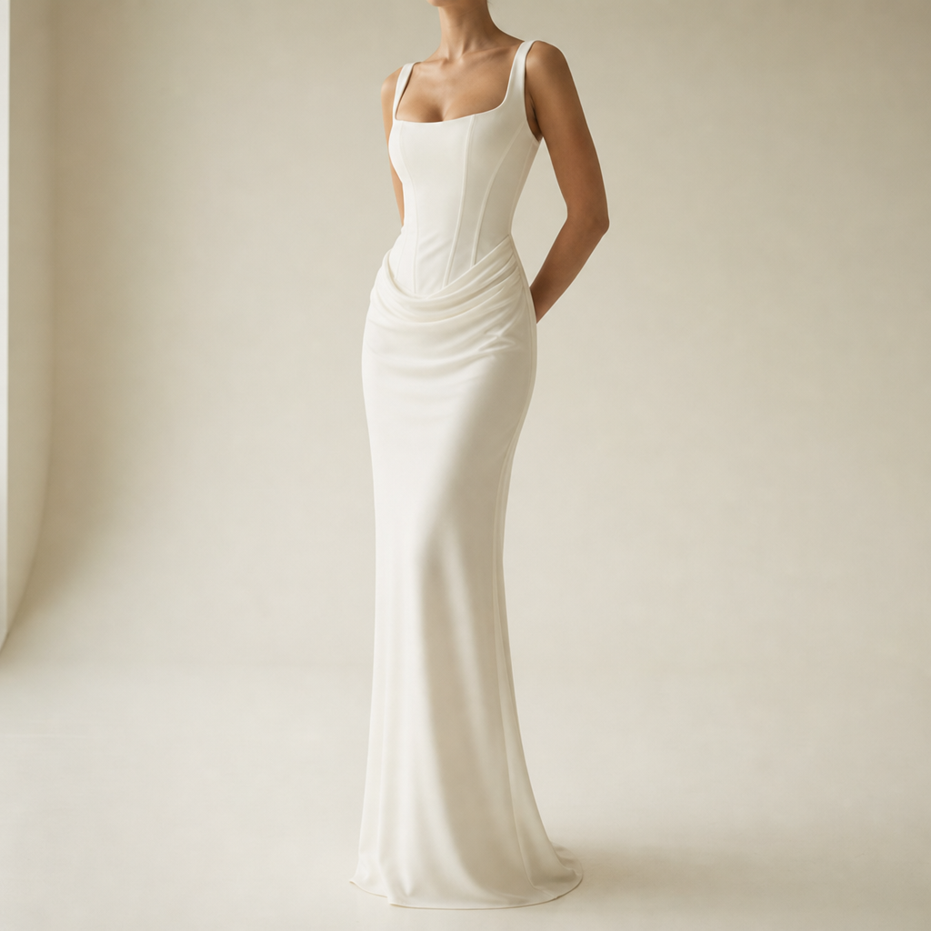 Palamos Corset Bodice Maxi Dress in Ivory