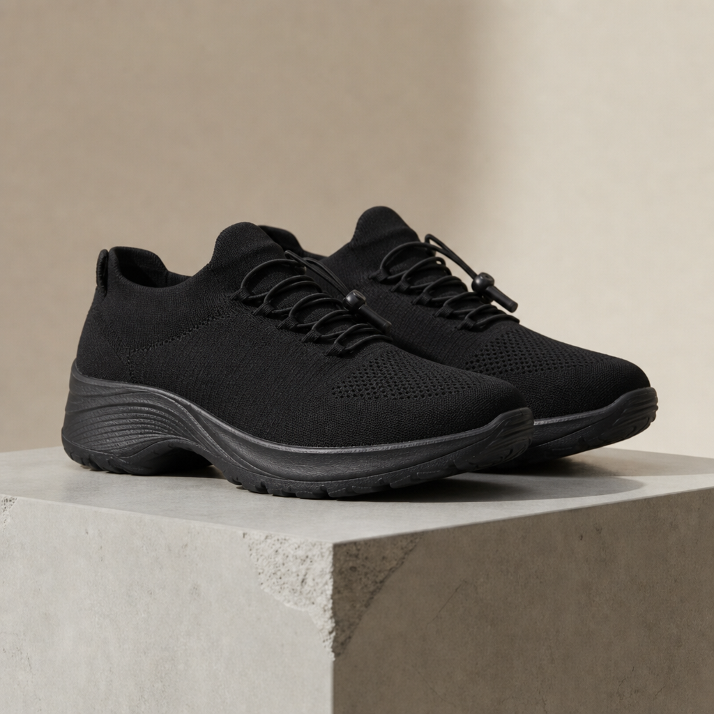 Collioure Orthopedic Platform Trainers in Midnight Black