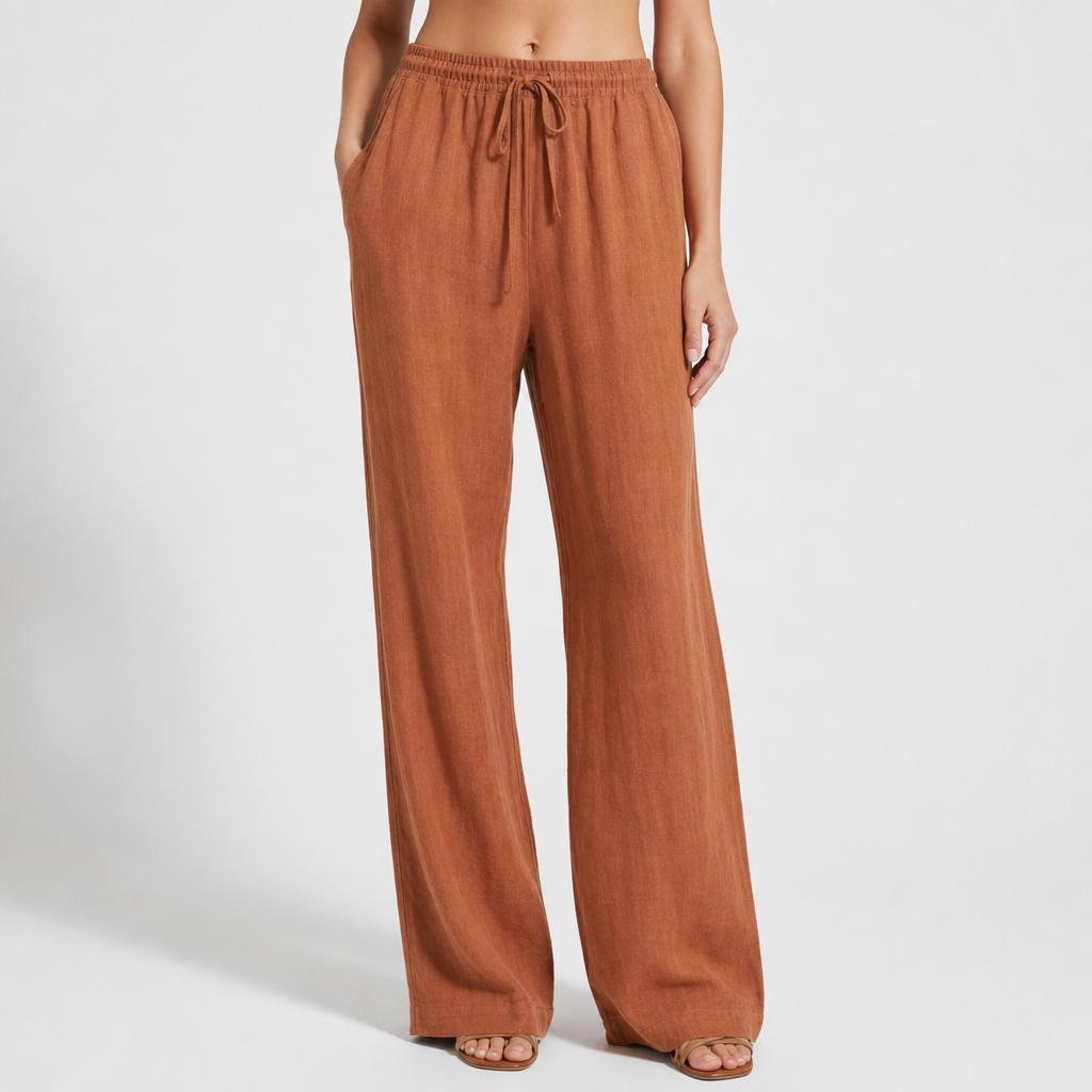 Bilbao Linen Wide Leg Pants in Orange