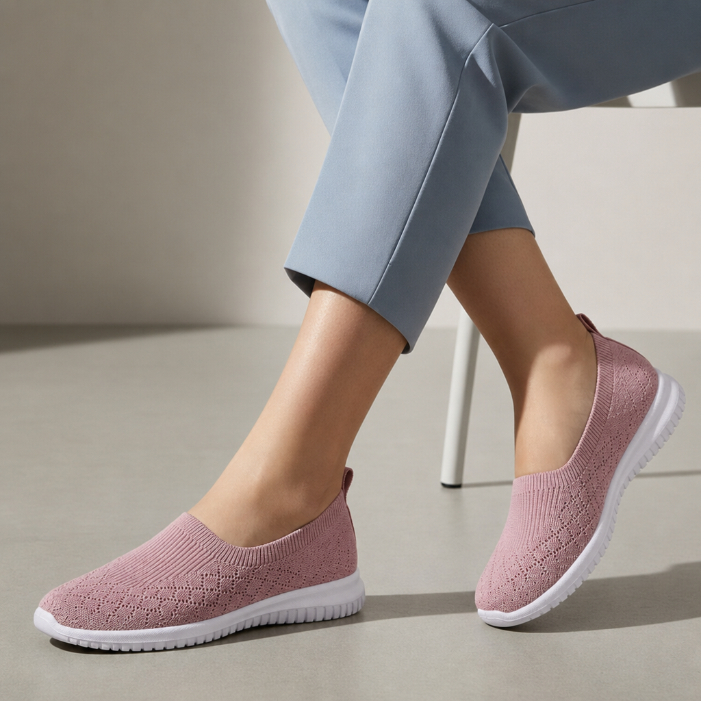 Villefranche Knit Mesh Slip-On Sneakers in Pink
