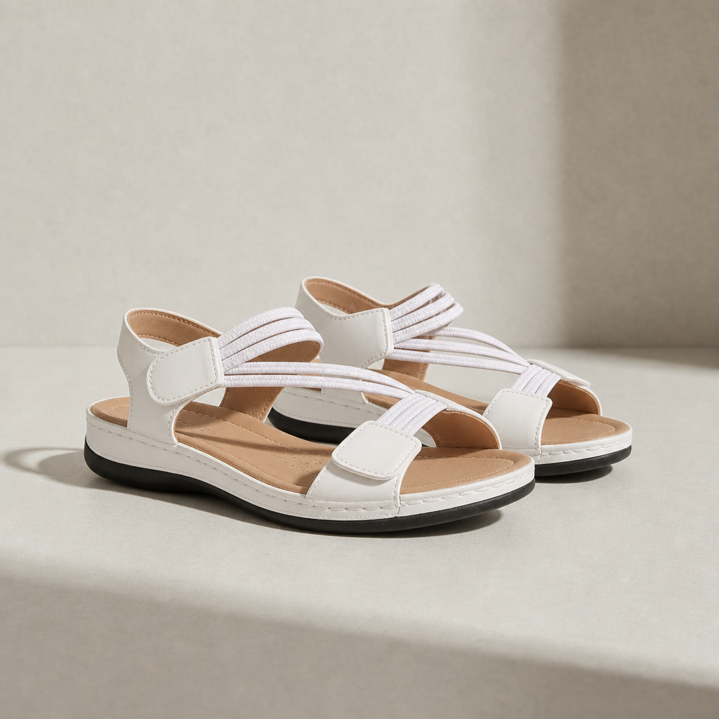 Marsaxlokk Orthopedic Cross Strap Sandals in White