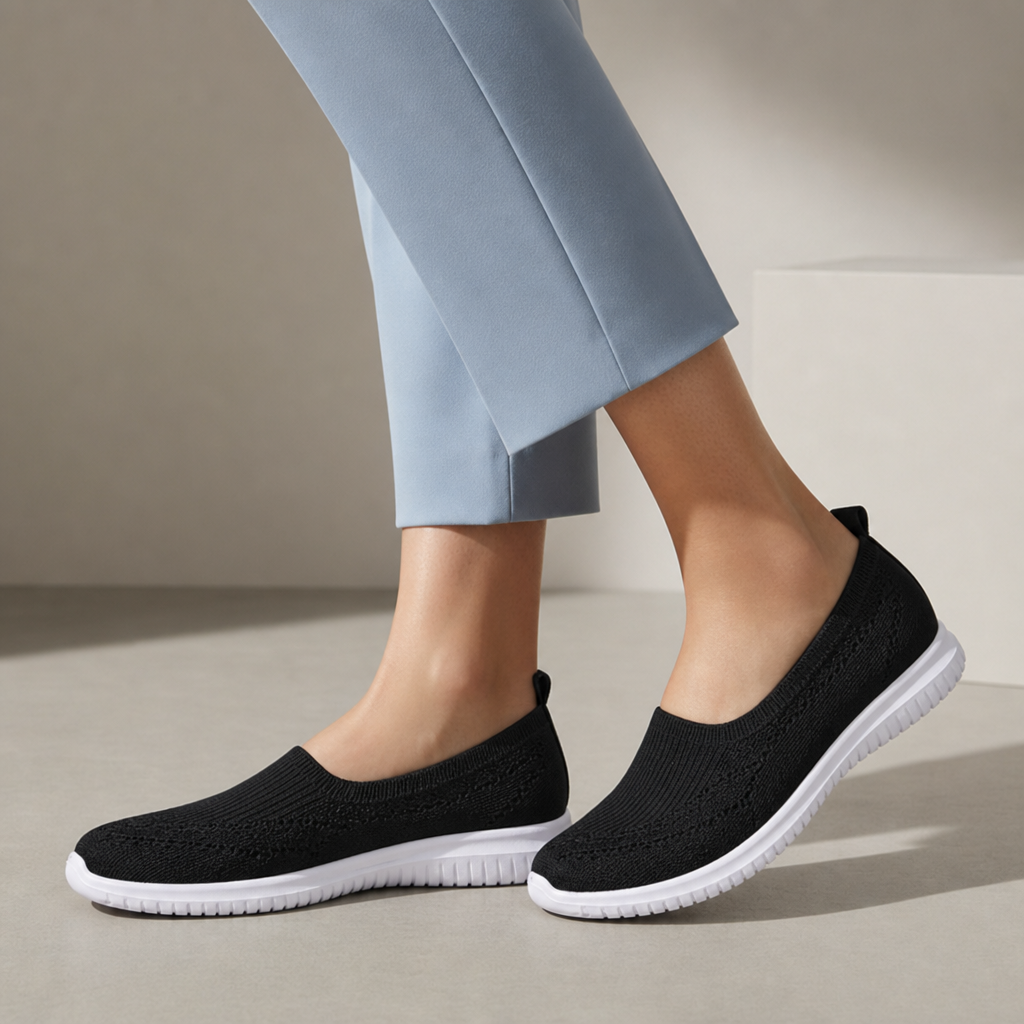 Villefranche Knit Mesh Slip-On Sneakers in Black