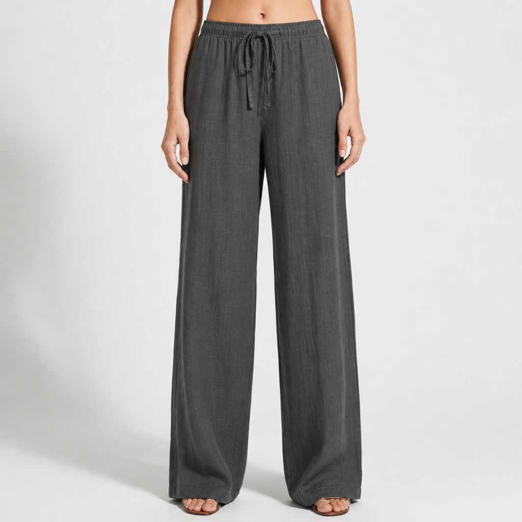 Bilbao Linen Wide Leg Pants in Dark Gray