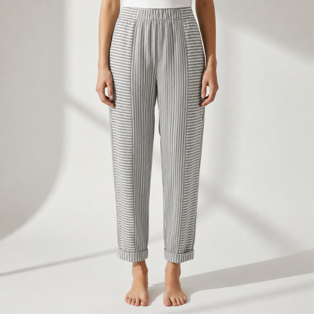 Perugia Striped Harem Pants in Light Gray