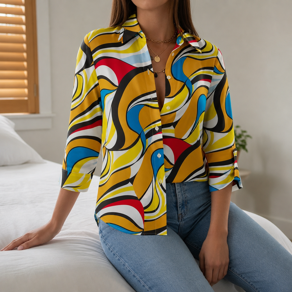 Modica Geometric Print Blouse in Multi