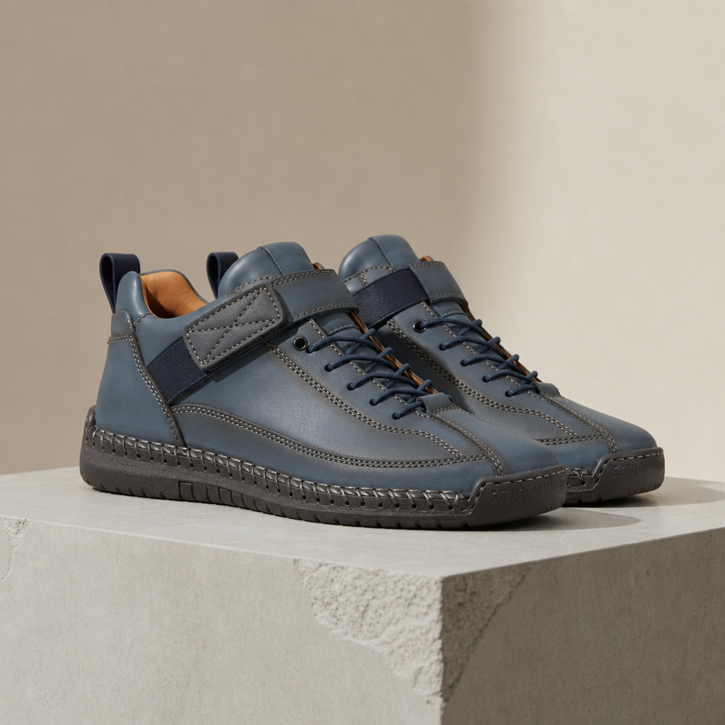 Kardamyli Orthopedic Leather Sneakers in Navy