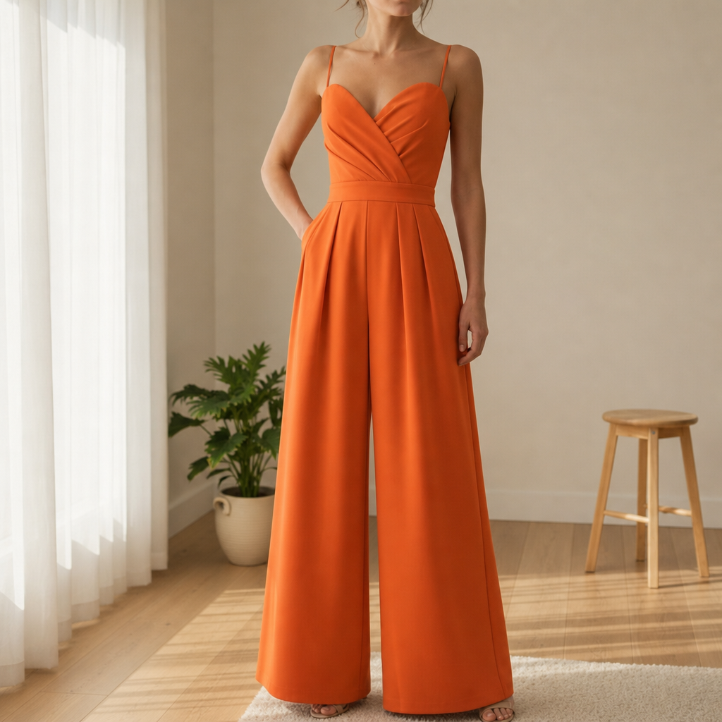 Ithaca Sweetheart Wide Leg Jumpsuit in Orange