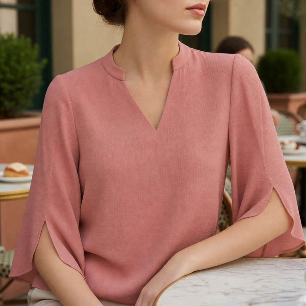 Mojacar Split Sleeve Tunic Blouse in Pink