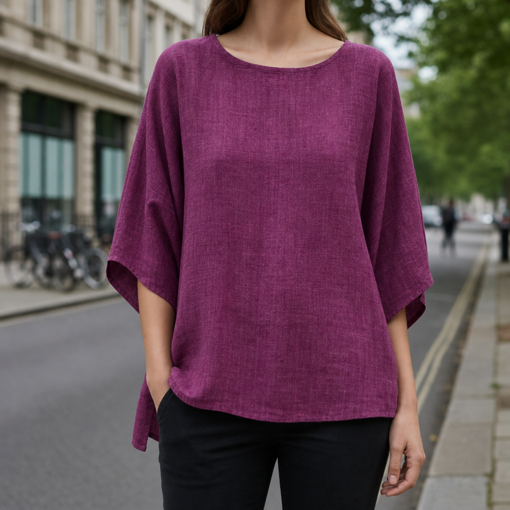 Skopelos Linen Relaxed Blouse in Purple