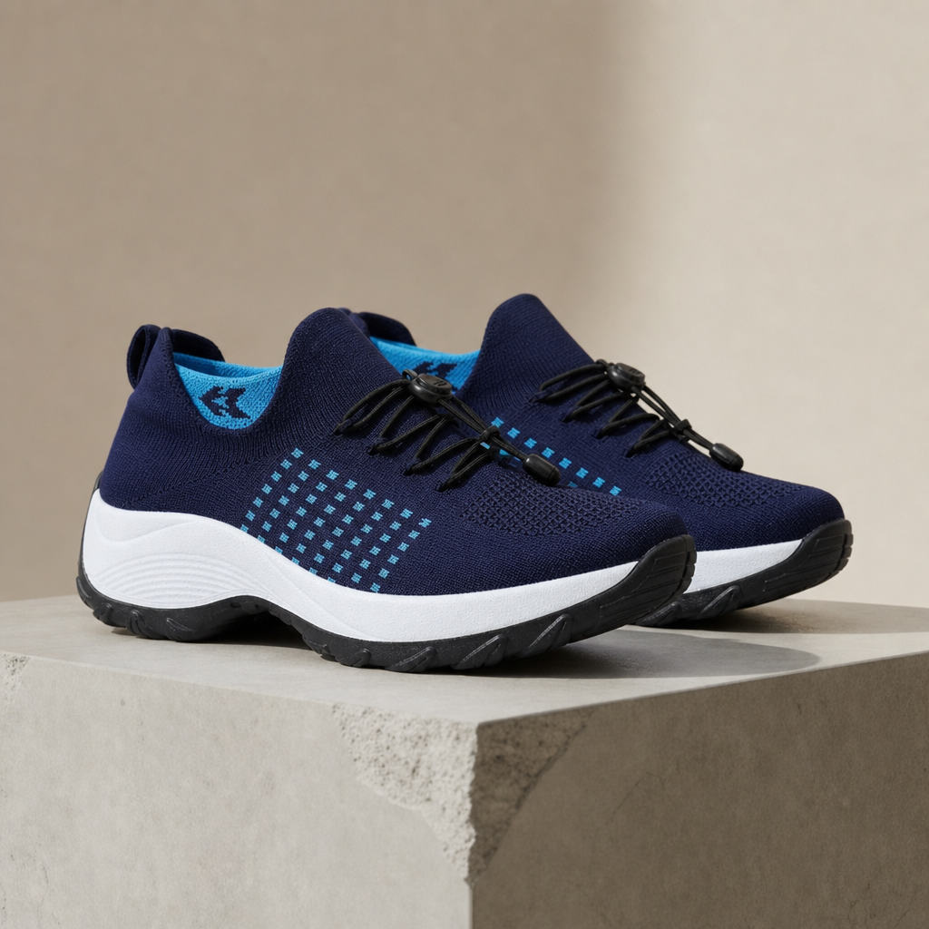 Collioure Orthopedic Platform Trainers in White Blue