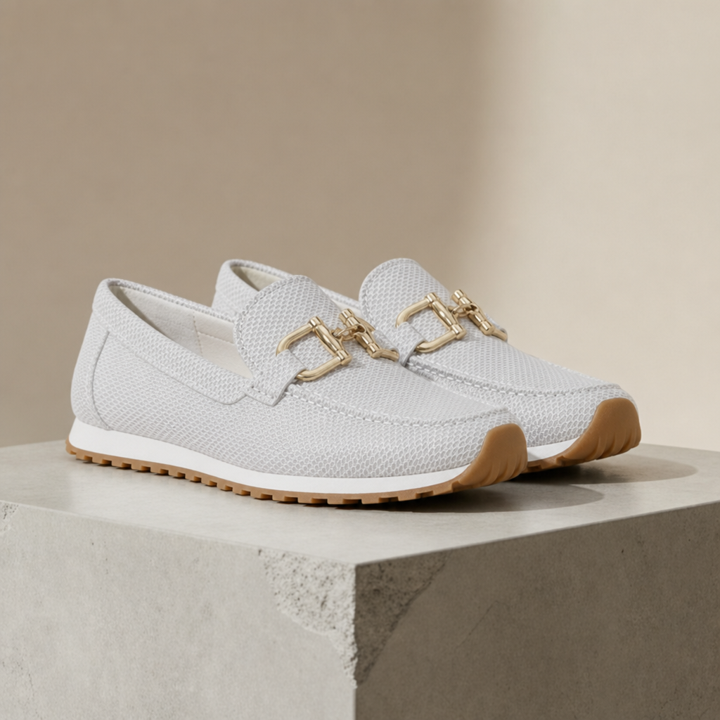 Narbonne Orthopedic Horsebit Loafers in White