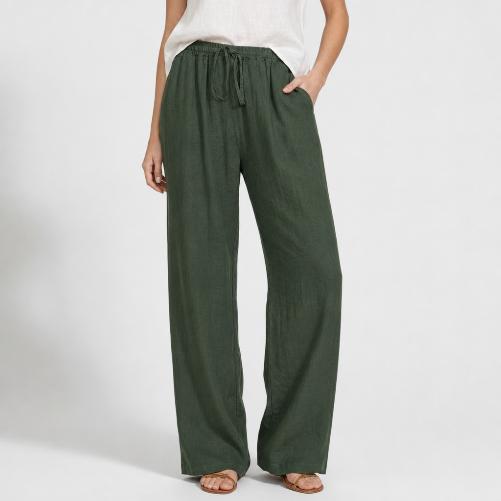 Bilbao Linen Wide Leg Pants in Green